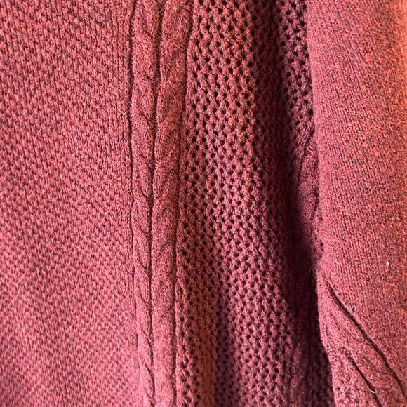 AE Maroon‎ Cable Knit Fisherman Sweater SZ M Cottagecore Cabin Core Peasant - Picture 6 of 6
